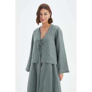 Tie Front Top Petrol