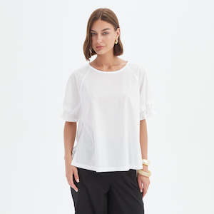 Tirelli: Ruffle Sleeve Top White