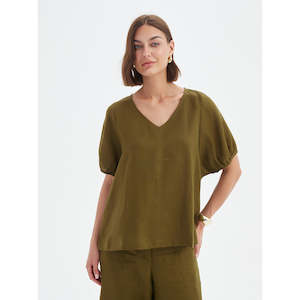 Bishop Sleeve Dark Moss Top