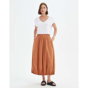 Tirelli: Pin Tuck Hem Skirt Russet