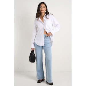 Tops: Optimum White Linen Oversized Shirt
