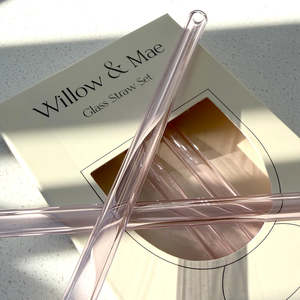 Cocktail Glass Straw Pk4 Pink