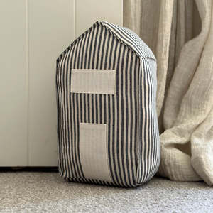Homewares Living: Doorstop House Stripe Grey/White
