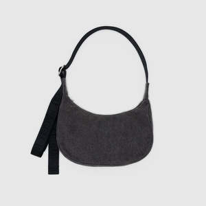 Baggu Small Denim Crescent Bag Washed Black Denim
