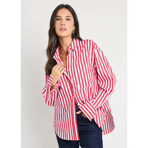 Apparel: You Got This Red Stripe Oversized Shirt