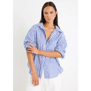 You Got This Blue Stripe Cotton Oversized Shirt