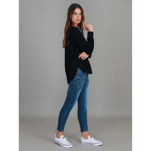 Third Story: Charlette Curve Hem Sweater Black