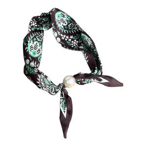 Jewellery: Pearl Bow Fasten Neck Tie Cocoa Vine
