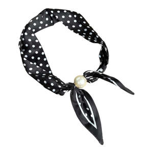 Jewellery: Pearl Bow Fasten Neck Tie Classic Polka