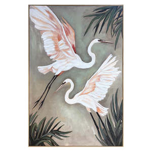 Homewares Living: Tropical Herons Framed Canvas