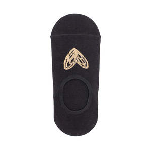 Footwear: No Show Gold Heart Socks