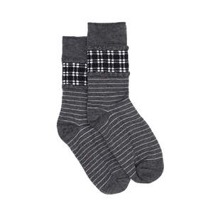 Footwear: Slate Stripe & Check Sock