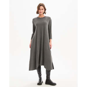 Overlay Panel Knit Dress Charcoal