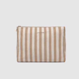 Bags Wallets: Nala Makeup Bag Beige Stripe