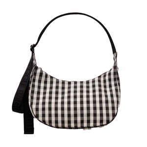 Baggu Medium Nylon Crescent Bag Black/Cream Gingham