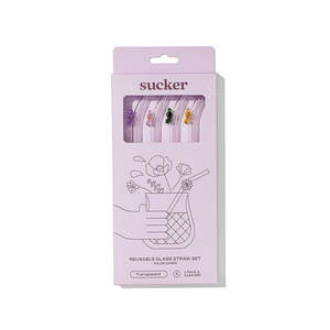 Kitchen Table: Wildflower Glass Drinking Straws 4pk