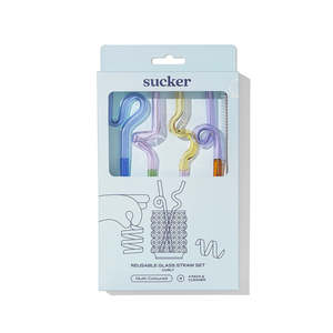 Kitchen Table: Curly Glass Straws 4pk