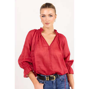 Odyssey Red Shirred Neck Top