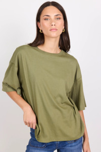 Boyfriend Washed Khaki Oversized Tee