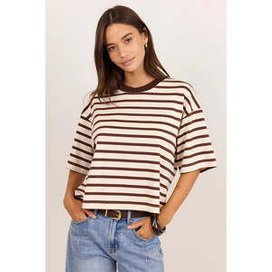 Cohesion Chocolate Vanilla Stripe Tee