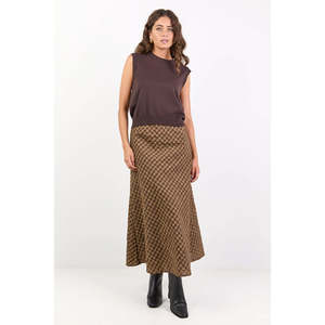 Skirts: Companion Chocolate Caramel Check Skirt