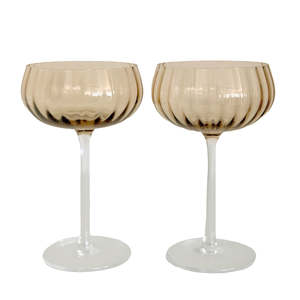 Kitchen Table: Ripple Light Amber Cocktail Glasses Set 2