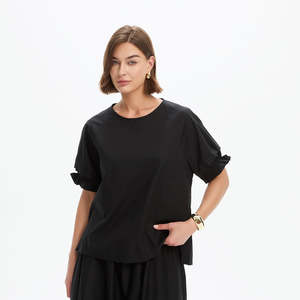 Tirelli: Ruffle Sleeve Detail Top Black
