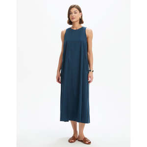 Tirelli: Elastic Detail A-Line Dress Ocean Navy