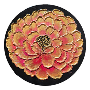 Textured Wall Art: Bold Gold, Red, Black Abstract Design