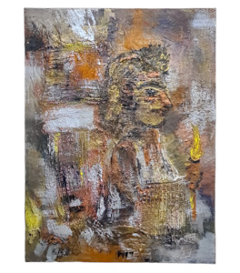 Frontpage: Textured Abstract Wall Art: Brown, Gold, Black Round Canvas (18x24)