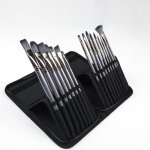 Painting Accessories: Cross Border 16 Nylon Oil Painting Brush Set Canvas Bag