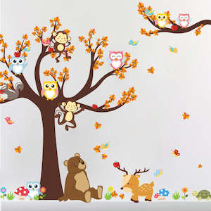 Wall Stickers: Cute Cartoon Forest Wall Stickers | Kids Room Decor | Easy & Adorable