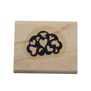 arts and crafts: Cloud With Love Hearts Wooden Rubber Stamp