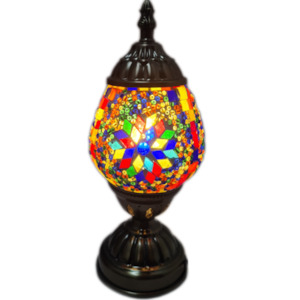 Turkish Mosaic Lamps: Small Turkish Oval Mosaic Table Lamp - TL1