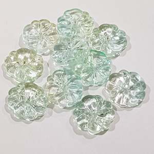 Glass Beads: 10pc painted Glass Flower Beads