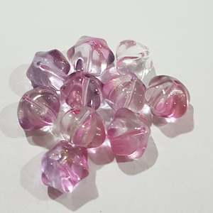 Glass Beads: 10pc Two Tone Purple Glass Flower Beads