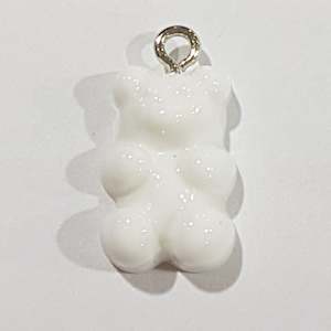 Glass Beads: White Gummy Bear Charm Pendant