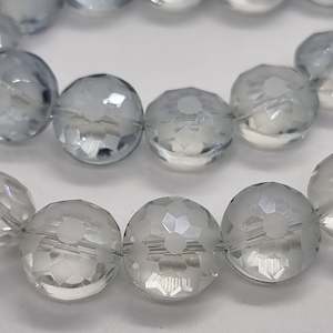Crystal Glass Beads: 6pc Round Etched Crystal Glass Beads