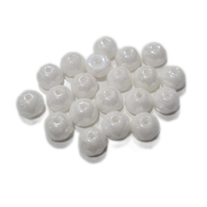 Czech Glass Beads: 20pc Czech Shiny White Rondelle Beads