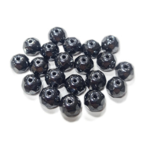 Czech Glass Beads: 20pc Czech  Shiny Black Rondelle Beads