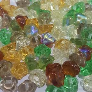 Czech Glass Beads: 25pc Czech EarthTone Baby Bell Flowers