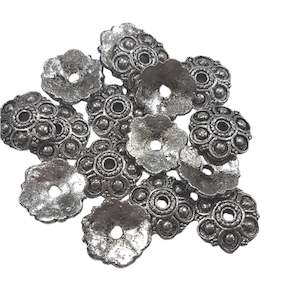 Spacers Bead Caps: 30pc Silver Floral Bead Caps