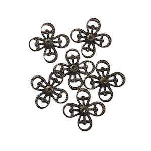 Spacers Bead Caps: 50pc Bronze 4 Petal Bead Caps