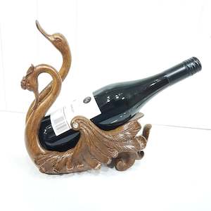 Wine Holders: Double Swan Wine Holder Wood Style