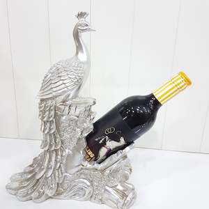 Wine Holders: Silver Peacock Wine Holder