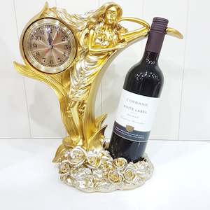 Wine Holders: Golden Lady Clock Wine Holder