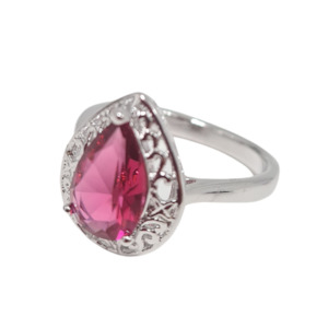 Rings 1: Pink Tear Drop CZ Ring
