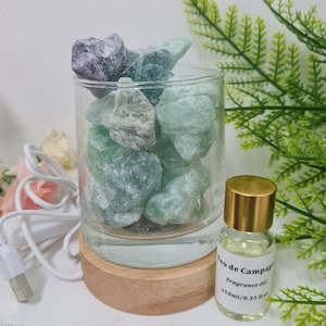 New Age Spiritual: Green Fluorite Diffuser & Lamp Holder Gift Set