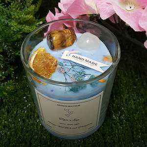 Incense Holders Candles: Handmade Tiger's Eye Crystal Infused Candle