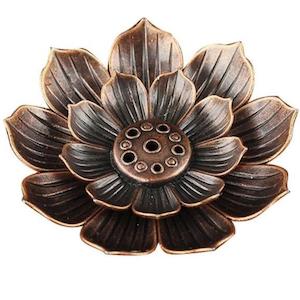 Incense Holders Candles: Red Copper Lotus Incense Holder